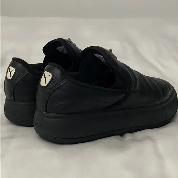 Puma Mayu Black Leather Puffy Slip On Sneakers Size 8 Women’s - Picture 10 of 14